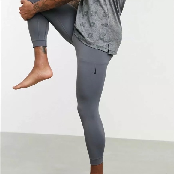 Nike Yoga Infinalon Dri-Fit 3/4 Tights Gray Mens SCT1830-068 NWT $65